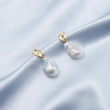 18K Gold Baroque Pendant Pearl Earrings