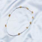 Metal Bean Strip Baroque Pearl Necklace