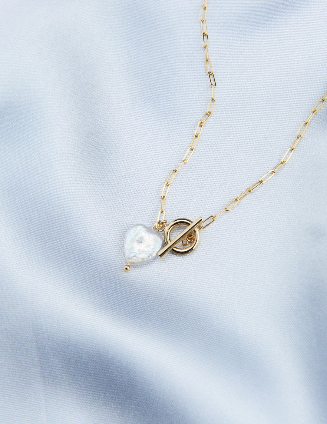 OT Buckle Love Baroque Pearl Chain Necklace