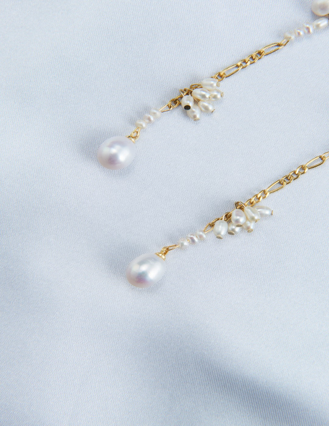 Bud Drops Long Pendant Pearl Earrings