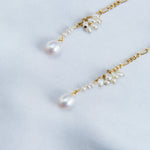 Bud Drops Long Pendant Pearl Earrings