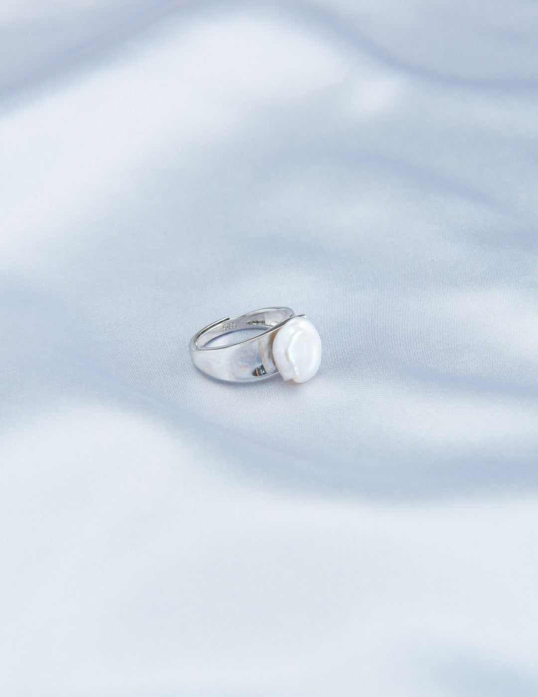 Irregular Baroque Pearl Wide Sterling Silver Ring