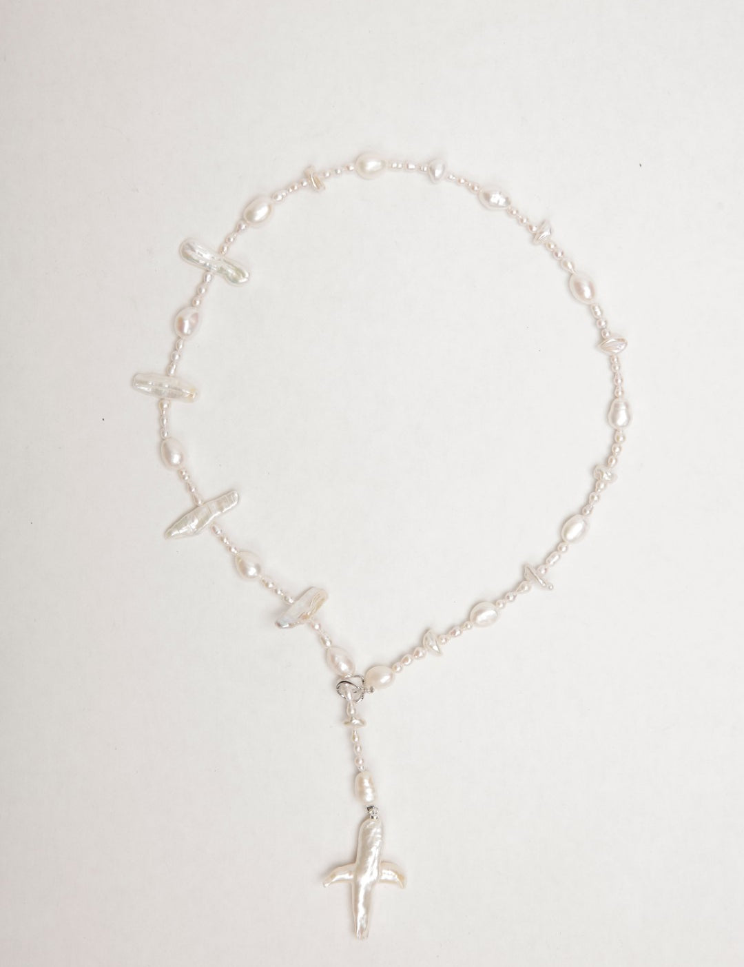 Gembea Jewelry Long Baroque Pearl Cross Necklace