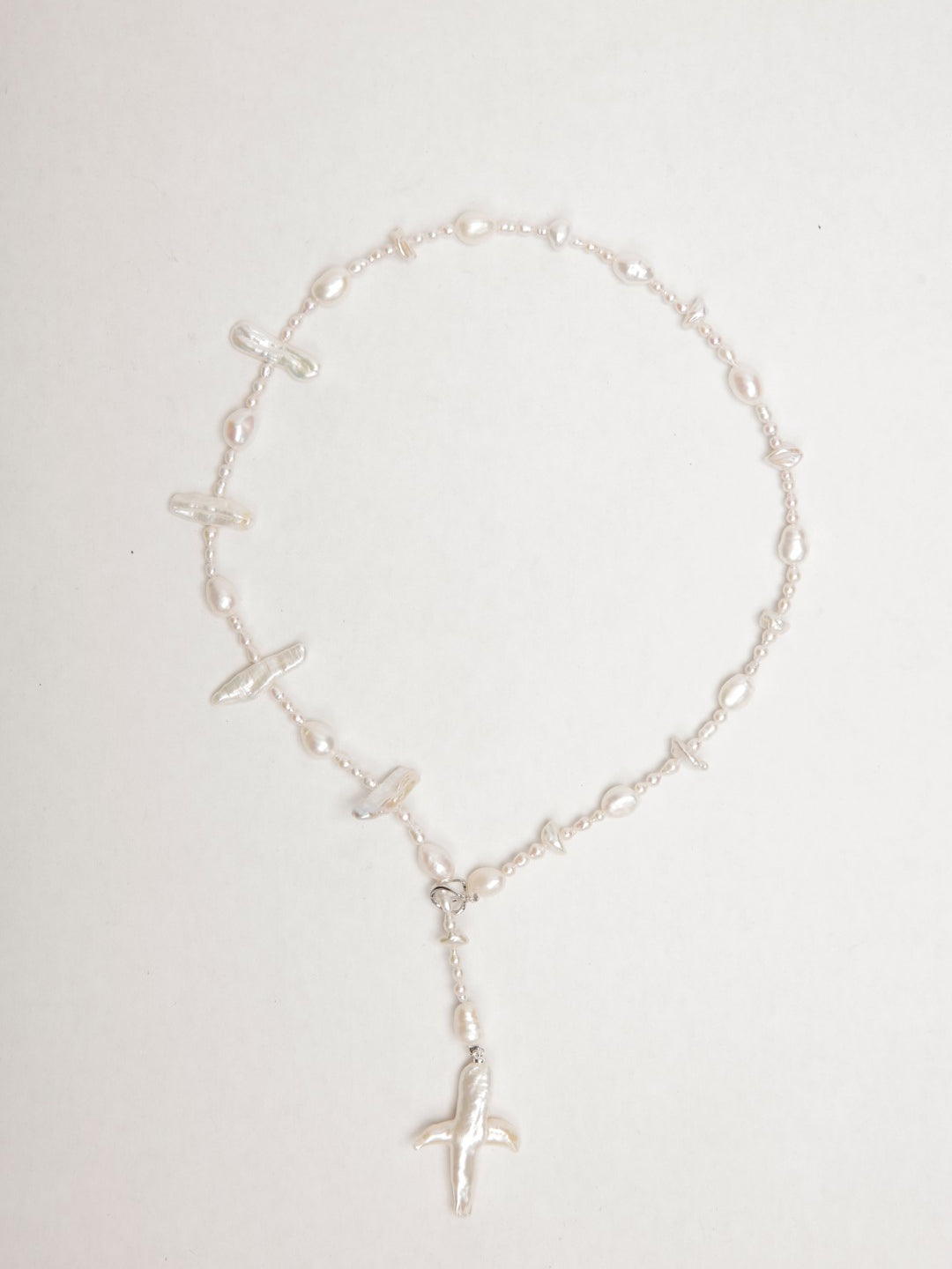Gembea Jewelry Long Baroque Pearl Cross Necklace