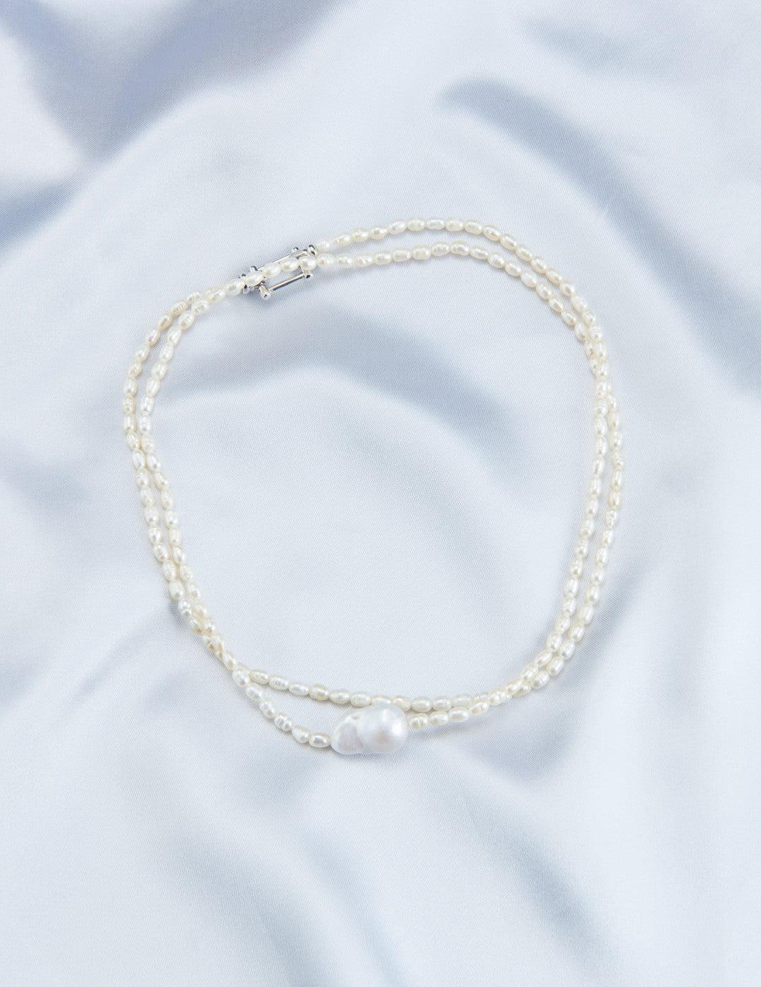 Double Layers Pearl Baroque Necklace - Gembea Jewelry