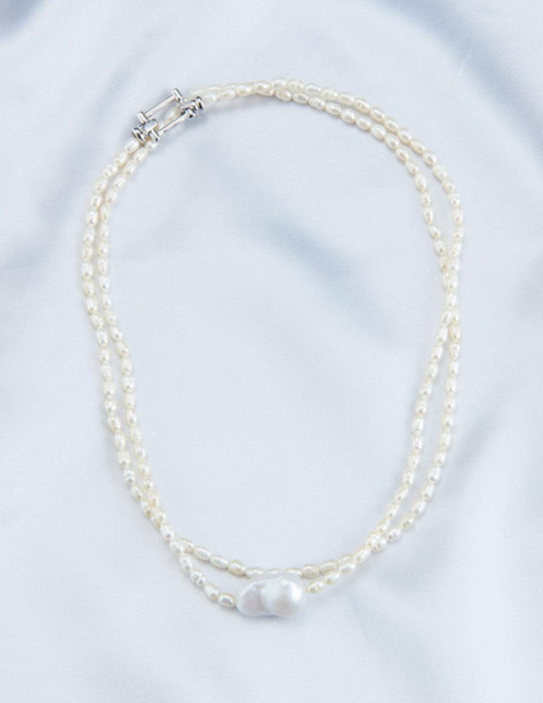 Double Layers Pearl Baroque Necklace - Gembea Jewelry