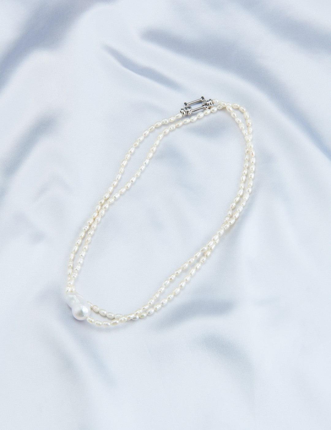 Double Layers Pearl Baroque Necklace - Gembea Jewelry