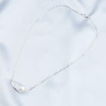 Sterling Silver Chain Baroque Pearl Pendant Necklace