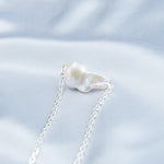 Sterling Silver Chain Baroque Pearl Pendant Necklace