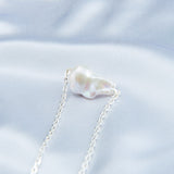 Sterling Silver Chain Baroque Pearl Pendant Necklace