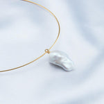 Baroque Pendant 18K Gold Chain Collar Necklace - Gembea Jewelry