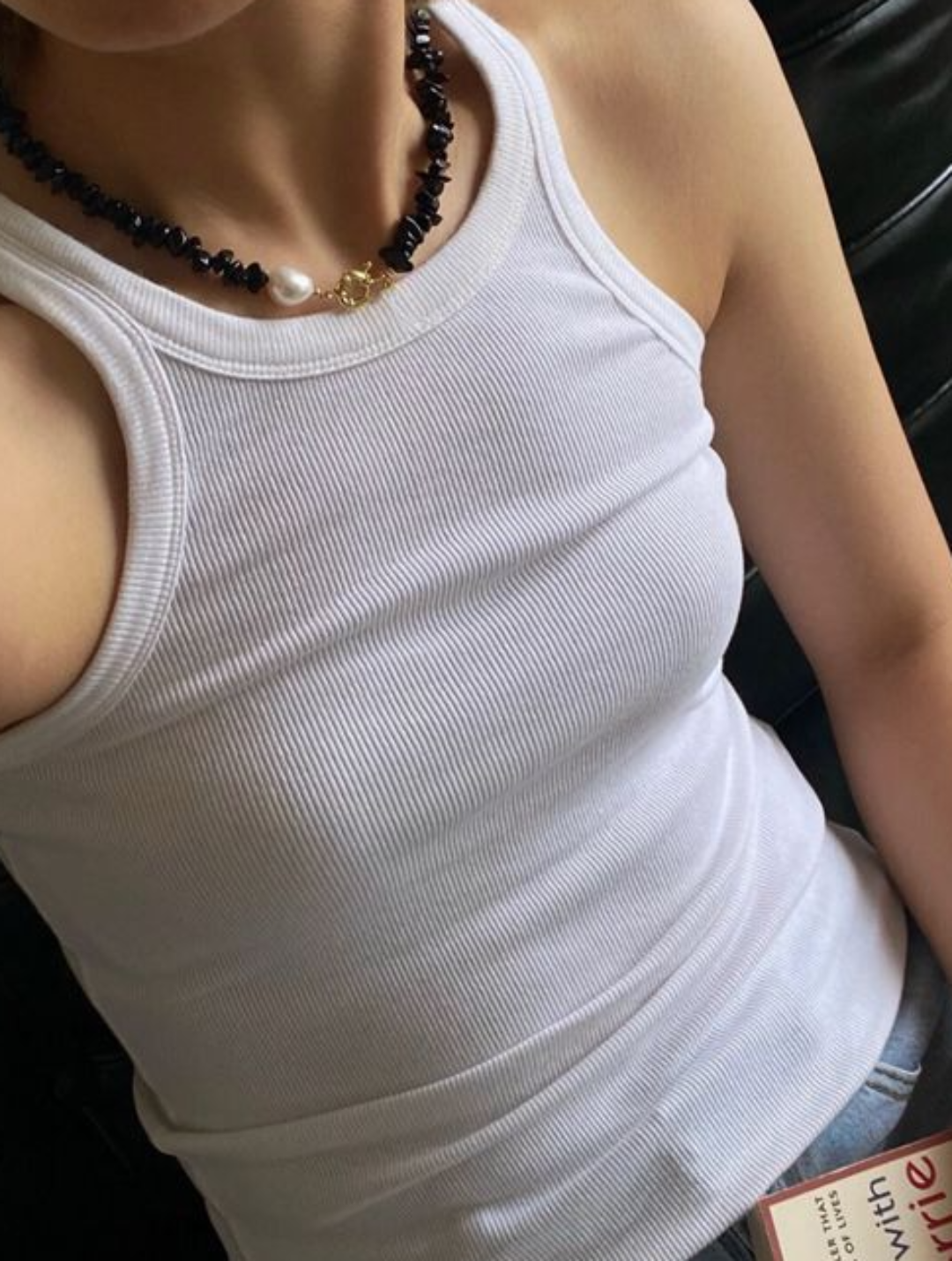 Gembea Jewelry Black Agate Gravel Pearl Necklace