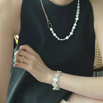 Double Chain Small Circle Baroque Pearl Necklace