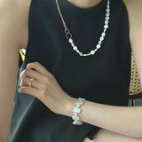 Double Chain Small Circle Baroque Pearl Necklace