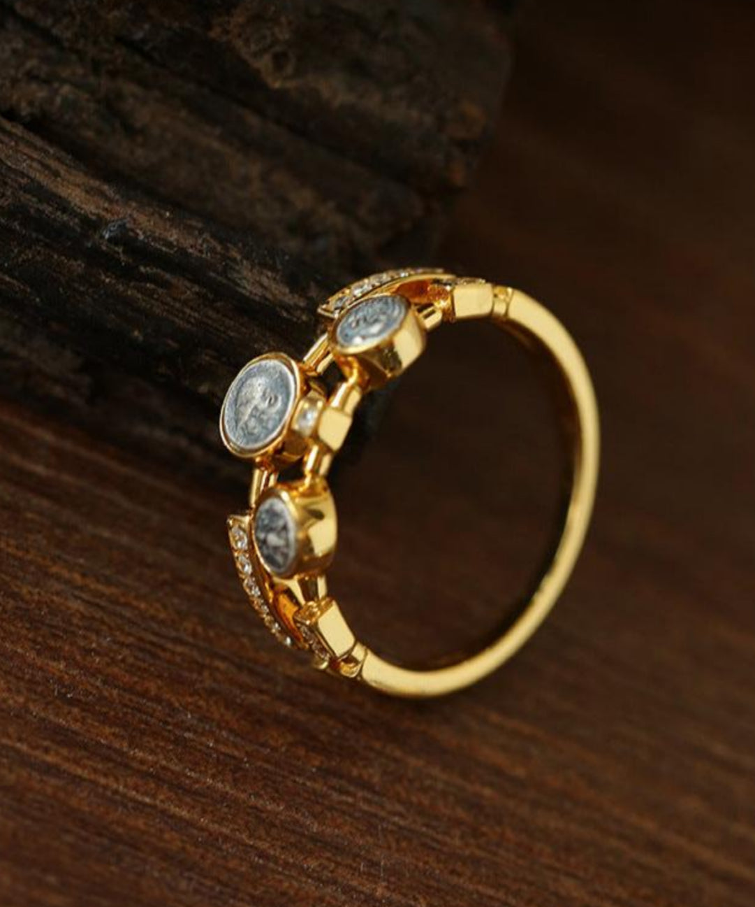 Style C Vintage Antique Three Silver Coins Ring-Gembea Jewelry