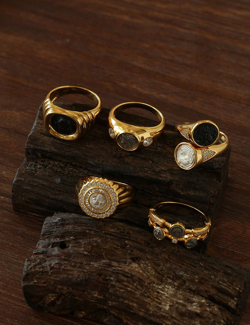 Style C Vintage Antique Three Silver Coins Ring