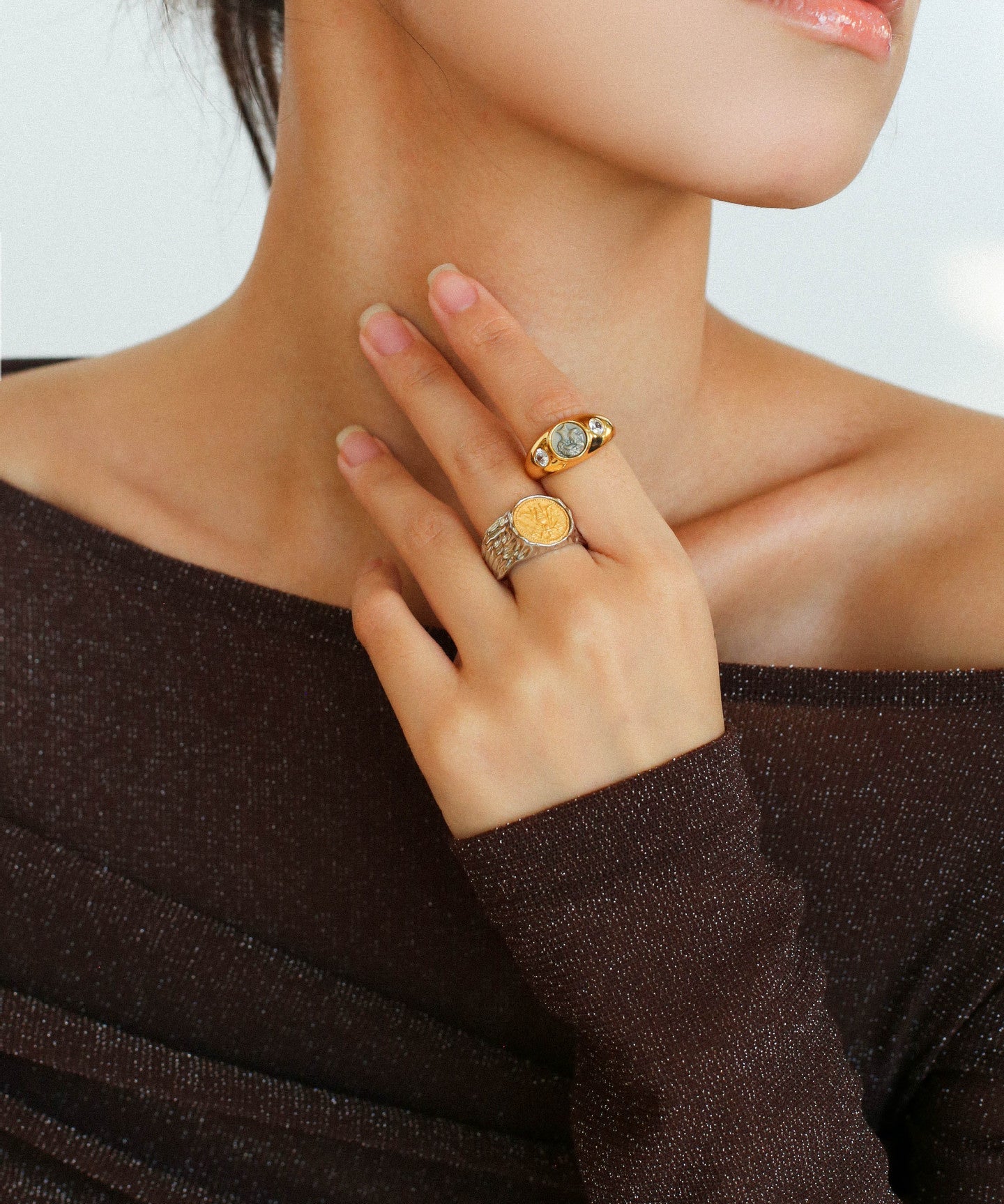 Style B Vintage Antique Coin Narcissus Gold Ring-Gembea Jewelry