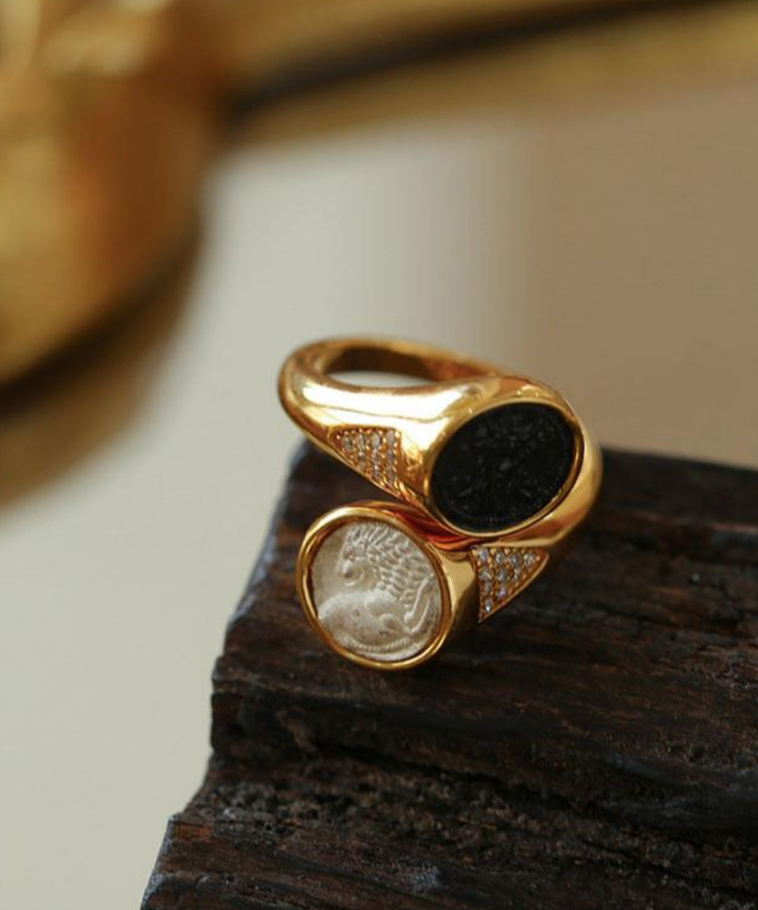 Style A Vintage Antique Coin Lion Bee Ring-Gembea Jewelry