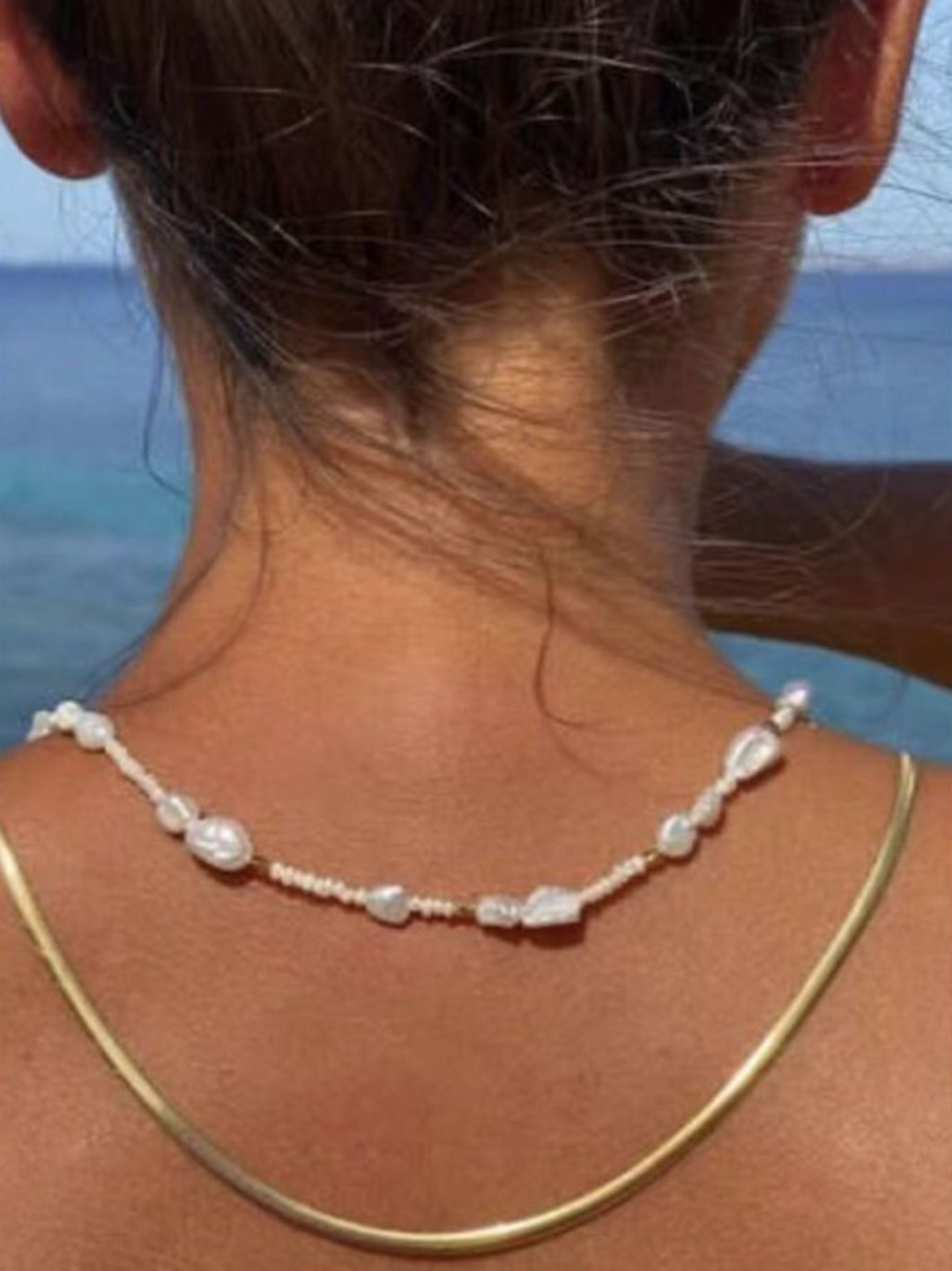 Simple Freshwater Rice Pearl Necklace