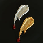 A touch of Oil Painting Red Agate Brooch gembea jewelry