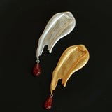A touch of Oil Painting Red Agate Brooch gembea jewelry