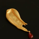 A touch of Oil Painting Red Agate Brooch gembea jewelry