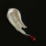 A touch of Oil Painting Red Agate Brooch gembea jewelry