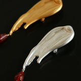 A touch of Oil Painting Red Agate Brooch gembea jewelry