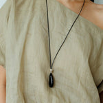 Adjustable Black Agate Teardrop Necklace gembea jewelry