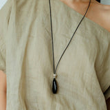 Adjustable Black Agate Teardrop Necklace gembea jewelry
