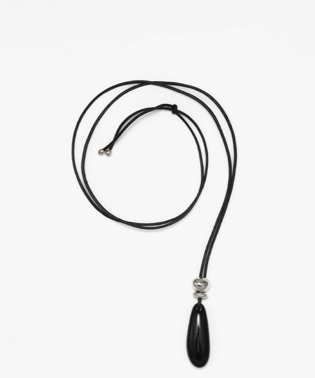 Adjustable Black Agate Teardrop Necklace gembea jewelry1
