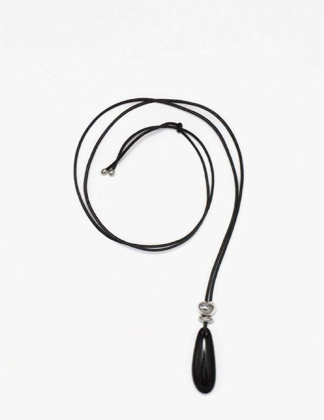 Adjustable Black Agate Teardrop Necklace gembea jewelry1