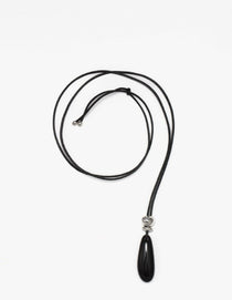 Adjustable Black Agate Teardrop Necklace gembea jewelry1