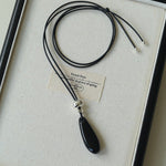 Adjustable Black Agate Teardrop Necklace gembea jewelry