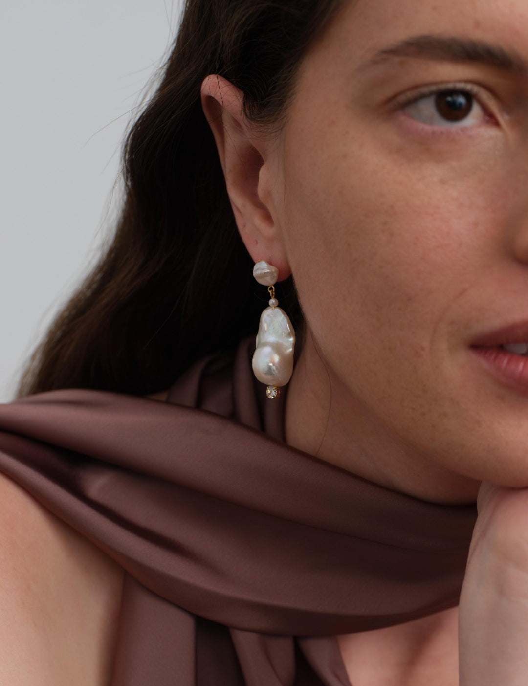 Amalfi Large Baroque Pearl Drop Earrings-White gembea jewelry