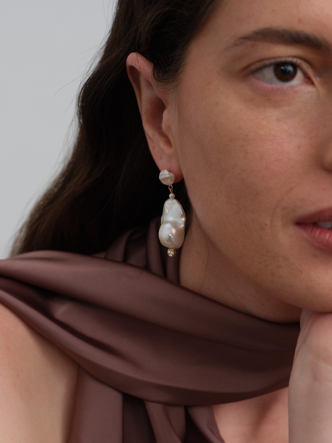 Amalfi Large Baroque Pearl Drop Earrings-White gembea jewelry