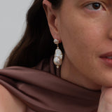 Amalfi Large Baroque Pearl Drop Earrings-White gembea jewelry