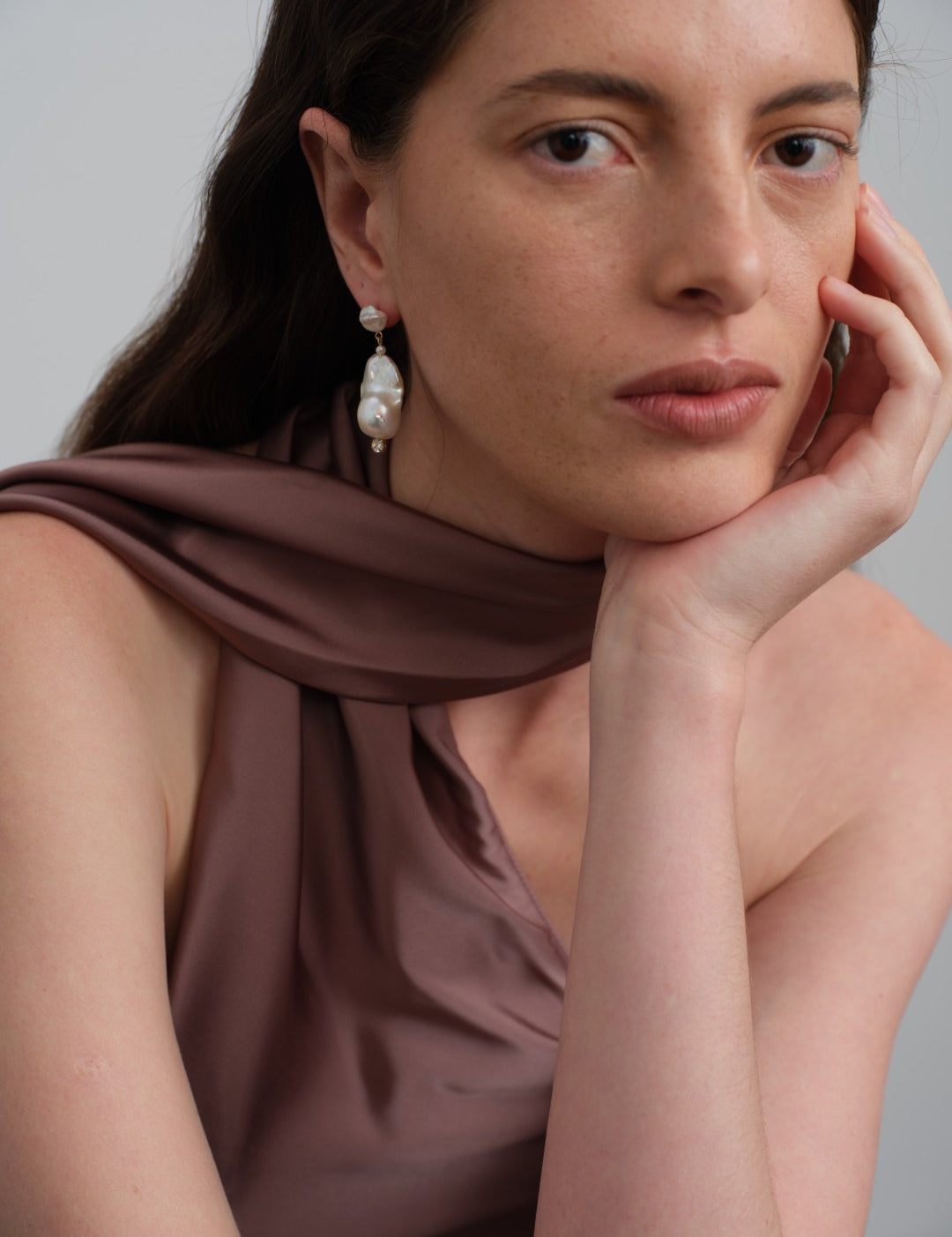 Amalfi Large Baroque Pearl Drop Earrings-White gembea jewelry