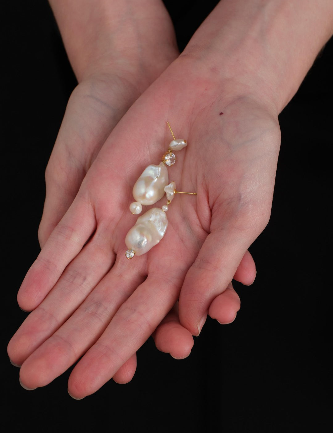 Amalfi Large Baroque Pearl Drop Earrings-White gembea jewelry