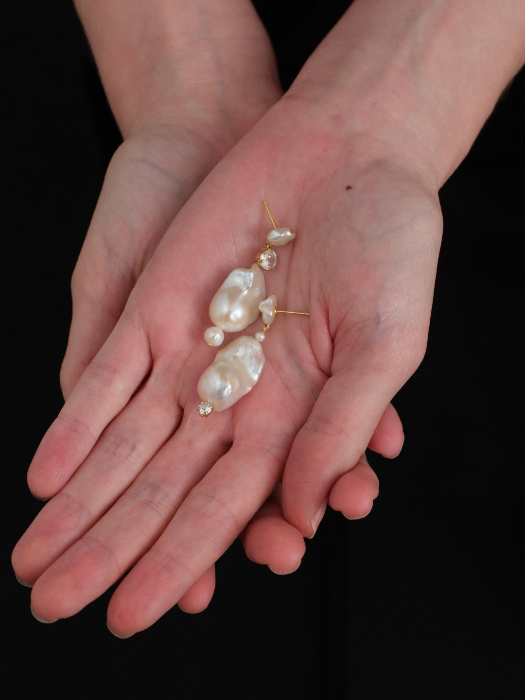 Amalfi Large Baroque Pearl Drop Earrings-White gembea jewelry