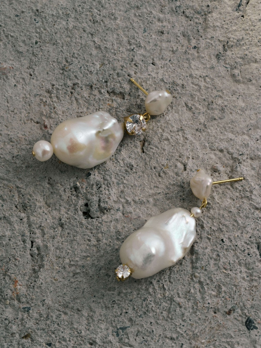 Amalfi Large Baroque Pearl Drop Earrings-White gembea jewelry