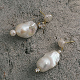 Amalfi Large Baroque Pearl Drop Earrings-White gembea jewelry