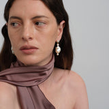 Amalfi Large Baroque Pearl Drop Earrings-White gembea jewelry