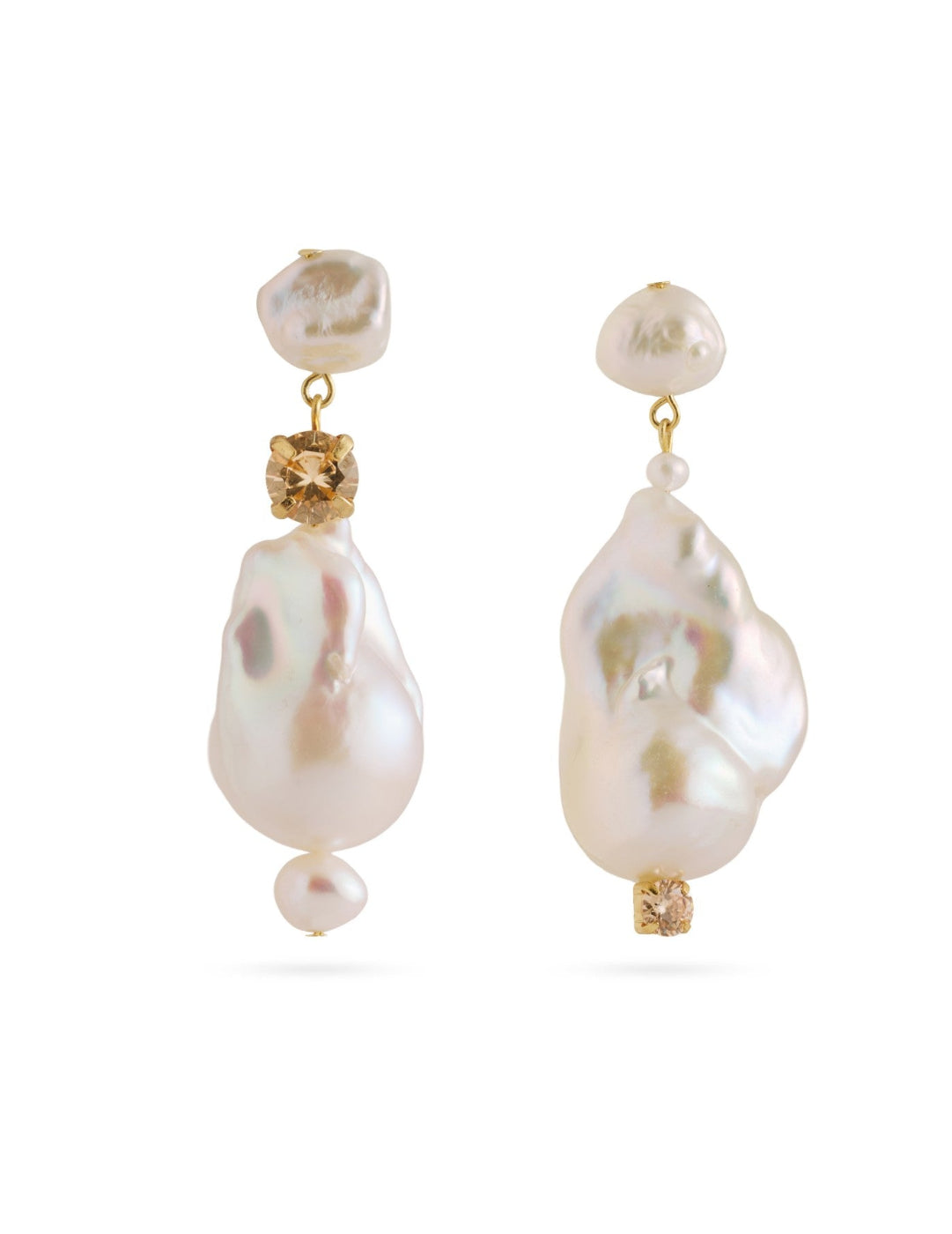 Amalfi Large Baroque Pearl Drop Earrings-Champagne gembea jewelry