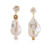 Amalfi Large Baroque Pearl Drop Earrings-Champagne gembea jewelry