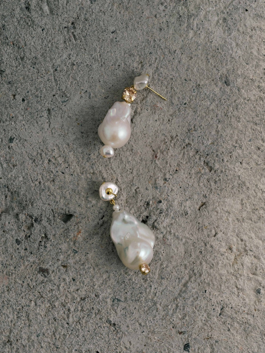 Amalfi Large Baroque Pearl Drop Earrings-Champagne gembea jewelry