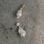 Amalfi Large Baroque Pearl Drop Earrings-Champagne gembea jewelry
