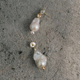 Amalfi Large Baroque Pearl Drop Earrings-Champagne gembea jewelry