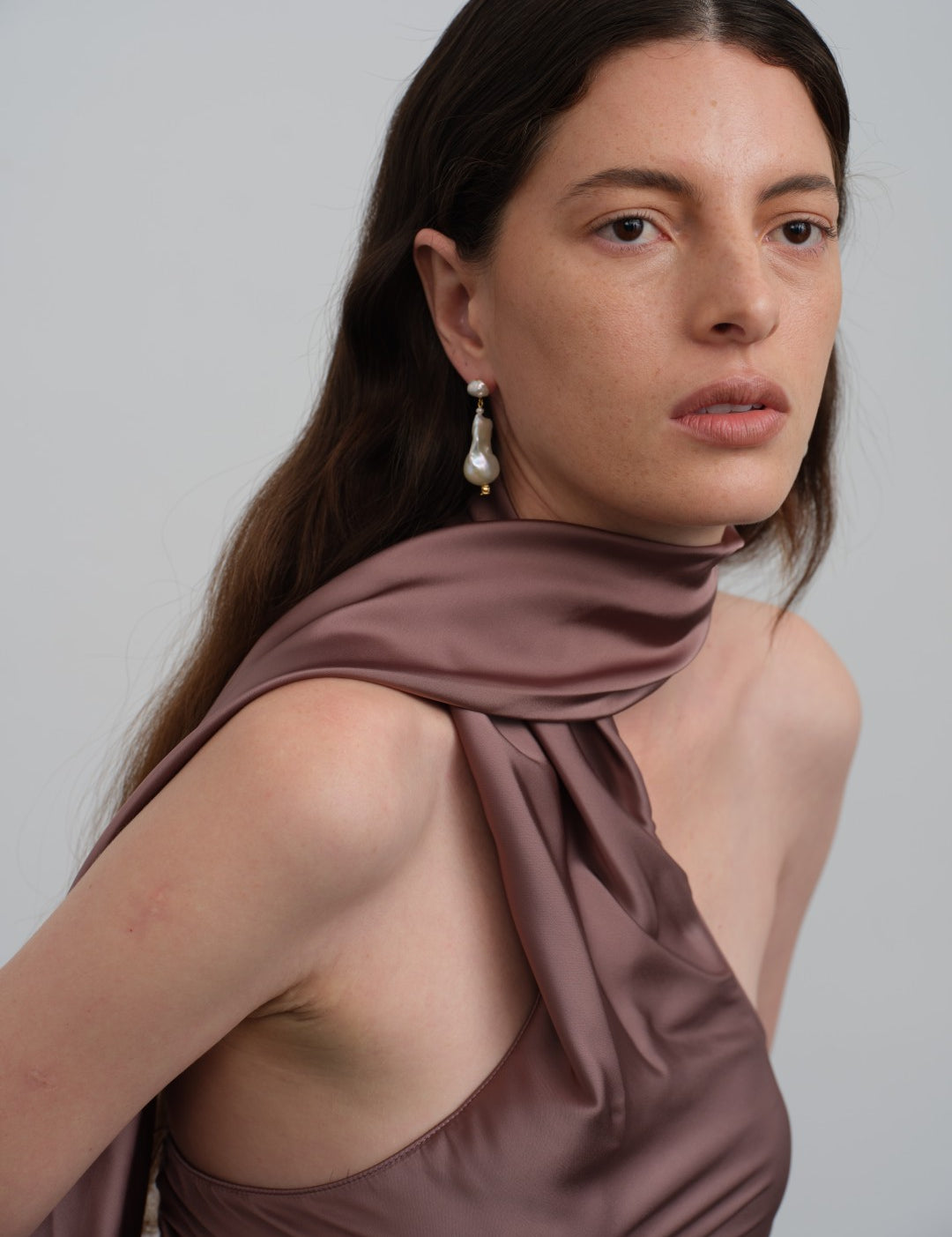 Amalfi Large Baroque Pearl Drop Earrings-Champagne gembea jewelry