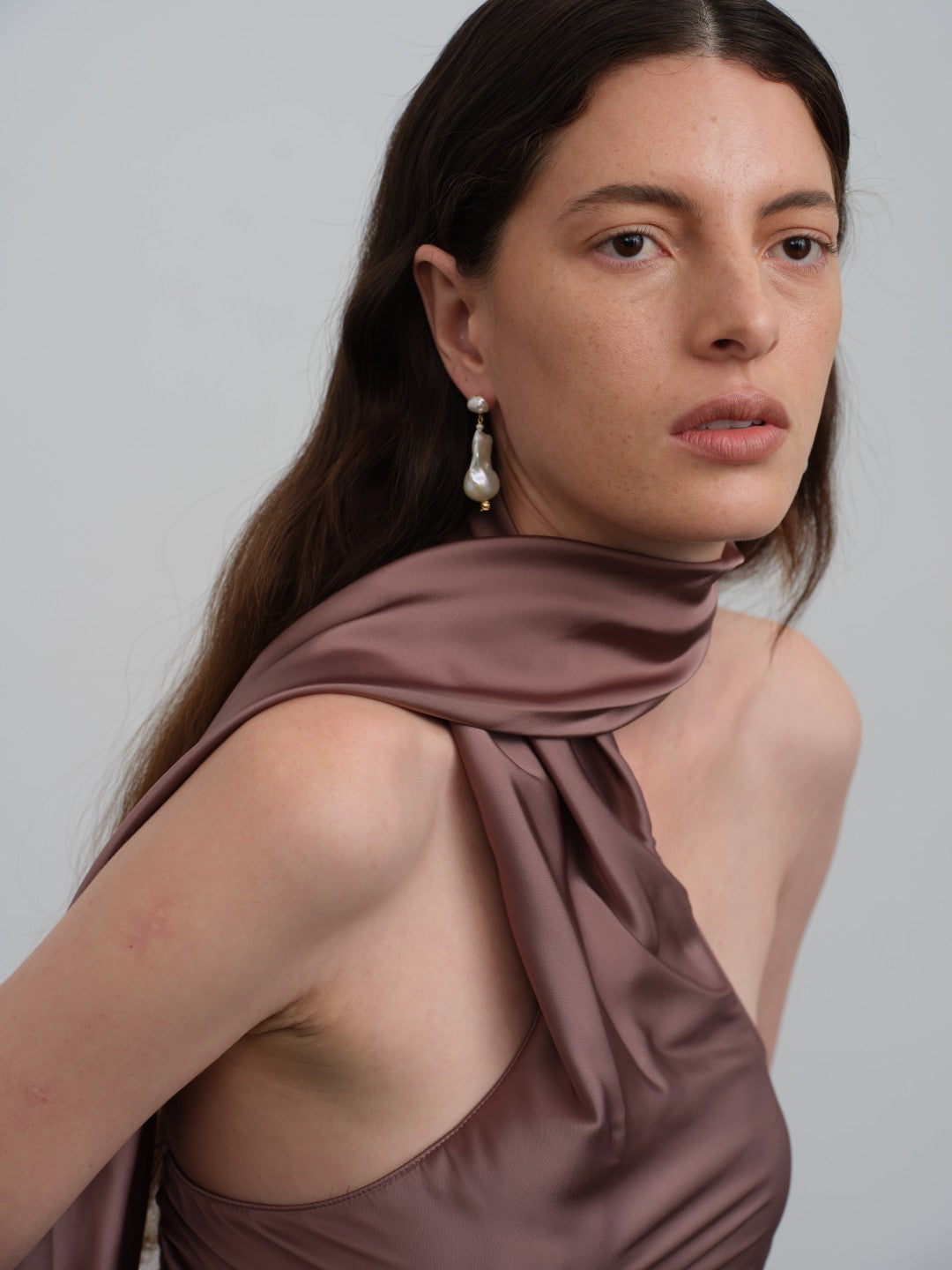 Amalfi Large Baroque Pearl Drop Earrings-Champagne gembea jewelry